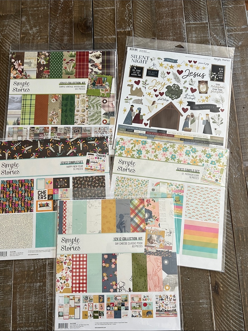5 pack- Simple Stories 12x12 Scrapbook Paper Kits - Brand new